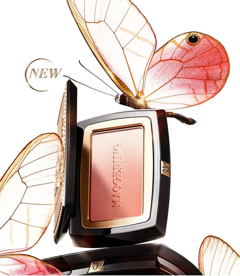 Cloudy Veil sweet blusher compact with pink blush pan and butterfly accents