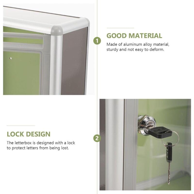 Lockable clear donation mailbox with aluminum frame details and key