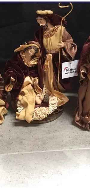 10.5'' Christmas Handmade Religious Nativity Set in Brown and Gold - 29 cm Approx