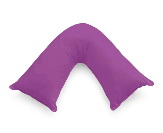 Purple V-shape pillowcase with curved ends and open center