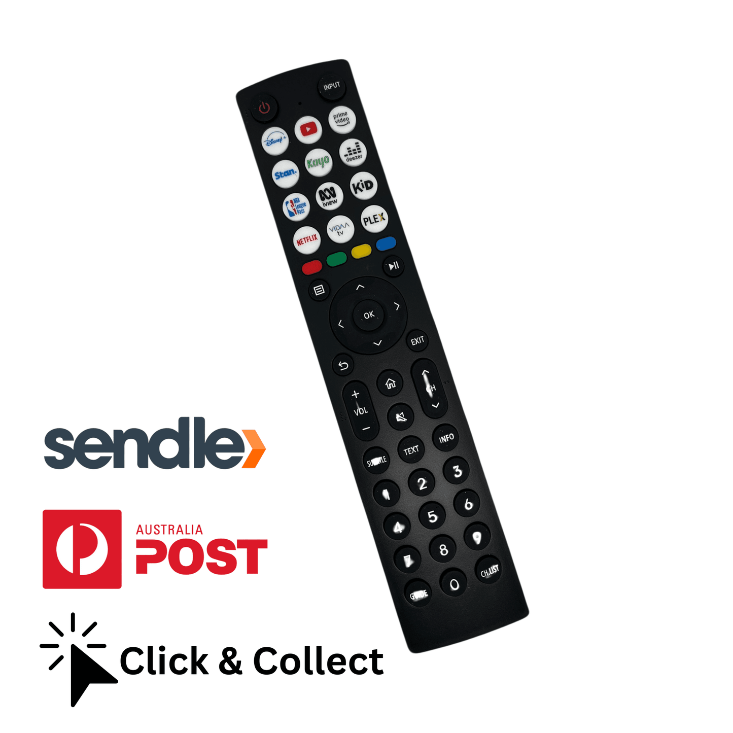Black Hisense TV remote control with buttons and directional pad