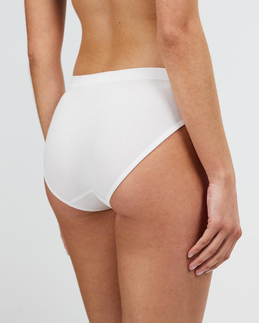 White bikini briefs with high-cut leg openings