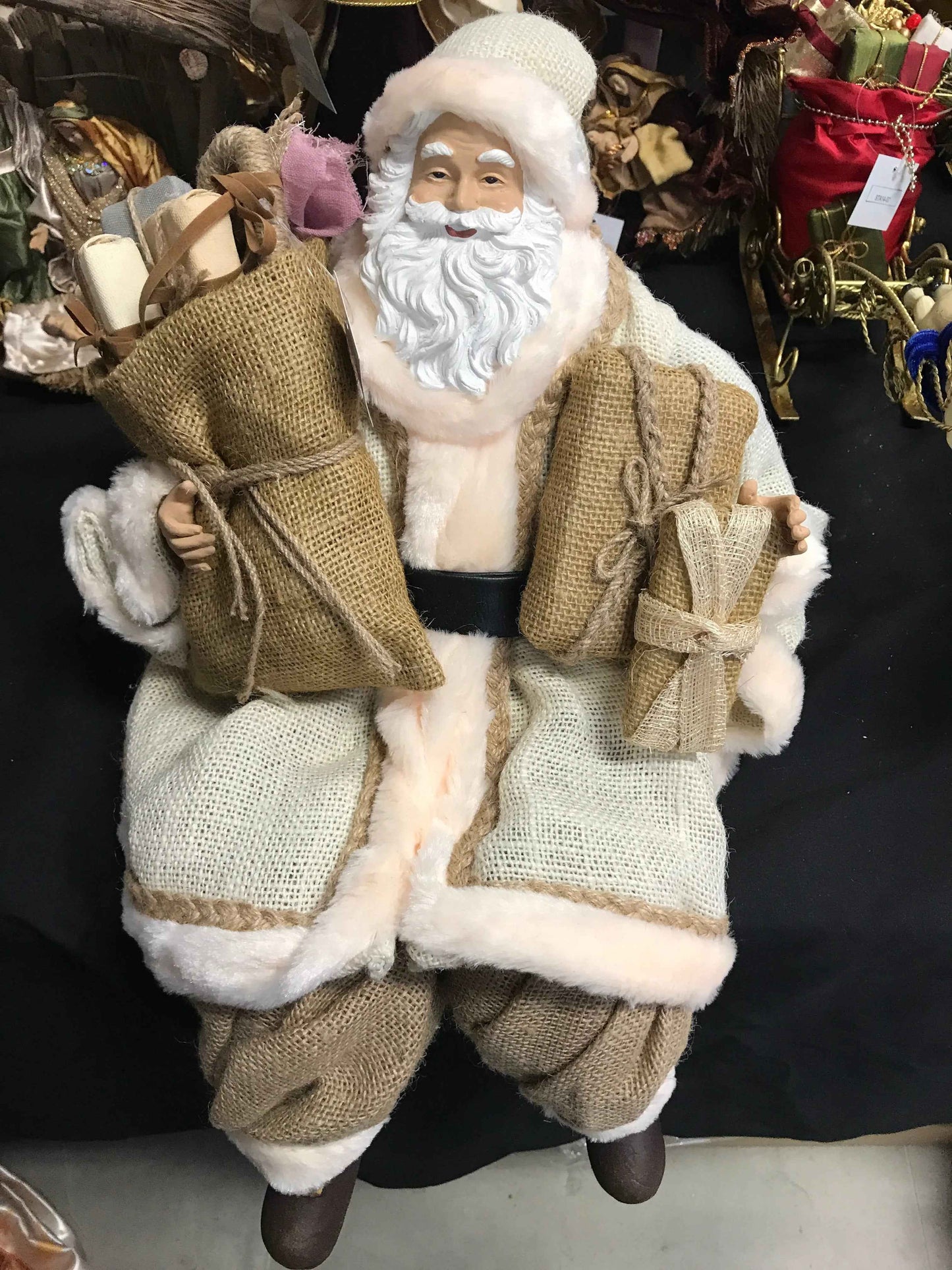 17.75” Sitting on shelf Santa Claus approx 50 cm-Standing Santa Claus Christmas Ornament – Festive Holiday Decoration Figure for Home Décor