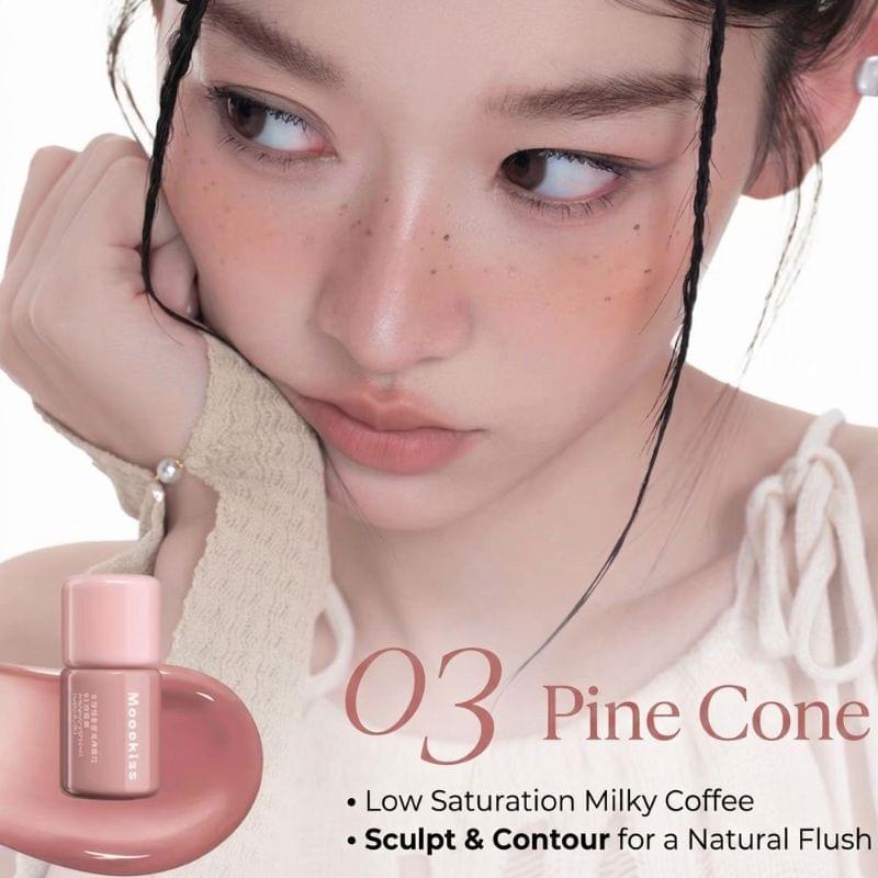 Soft matte blush & highlight liquid, shade 03 Pine Cone, milky coffee-brown bottle