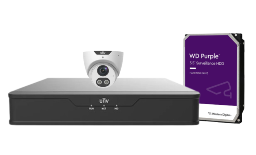 Uniview x4 8MP Tri-Guard CCTV Kit with 4-Channel NVR and HDD – IPC3618SB-ADF28KMC-I0 / NVR301-04B-P4-IQ