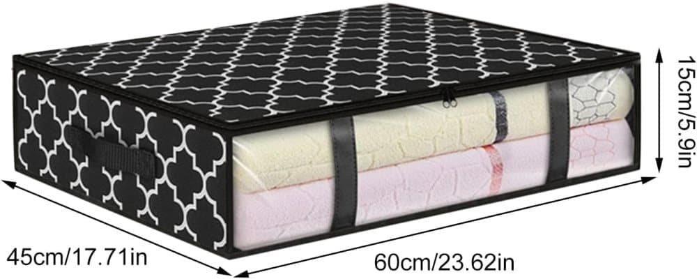 2-Pack Foldable Storage Boxes for Clothes and Blankets, Under-Bed Drawers, Multifunctional Organizer, Black