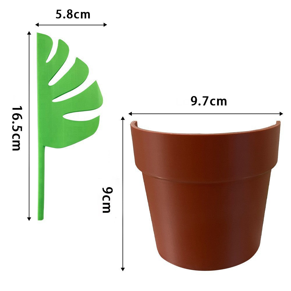 2 Set Mirror-Mount Half-Leaf Monstera Bathroom Organizer (Vase + 3 Leaves) - Decorative Home Vanity Set