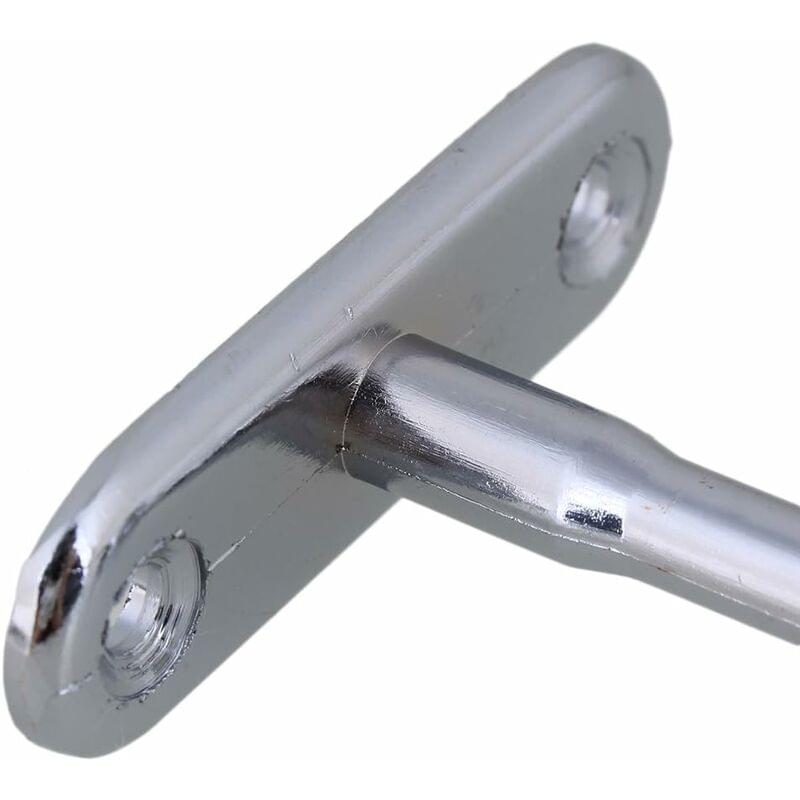Silver-plated zinc alloy wardrobe bracket with oval end plate and screw hole
