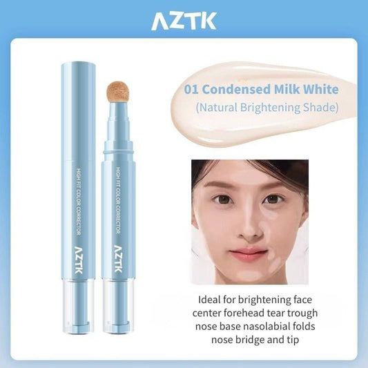 AZTK concealer pen in Condensed Milk White shade, beige sponge tip applicator