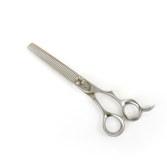 Straight hair thinning blender shears with comb teeth and finger holes