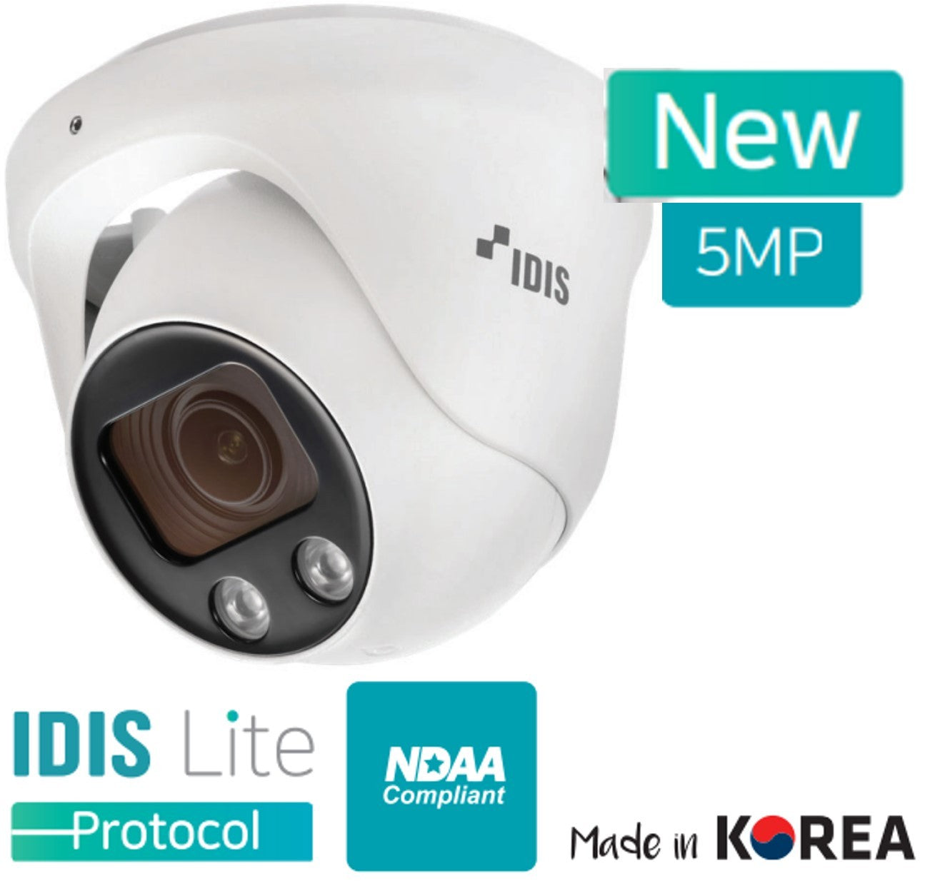 IDIS DC-D2531WER – 5MP Outdoor IR Turret Camera, 2.7–13.5mm Motorized Zoom, PoE, NDAA Compliant, IP67, IK10