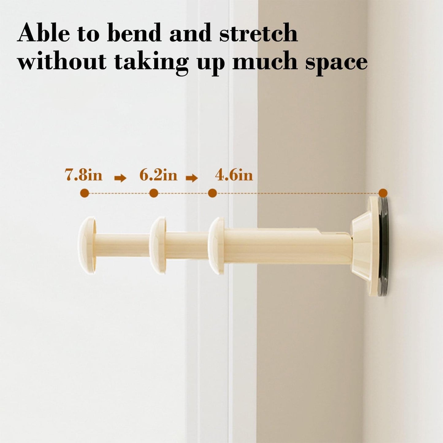 Three-position telescoping retractable clothes hanger rack with suction cup wall mounts