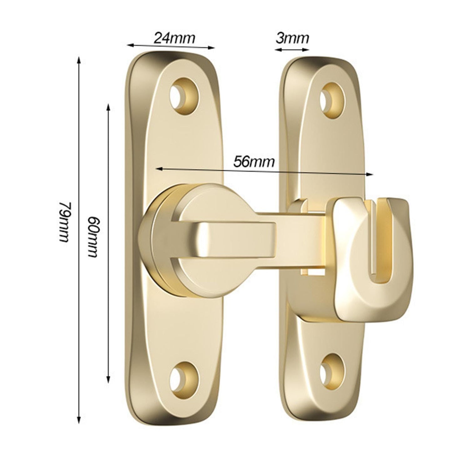 2pcs Barn Door Lock Latch Screen Door Locks Room Door Latch Zinc Alloy Flip Door Lock Latch Wardrobe Door Lock for Office Cabinet, Gold