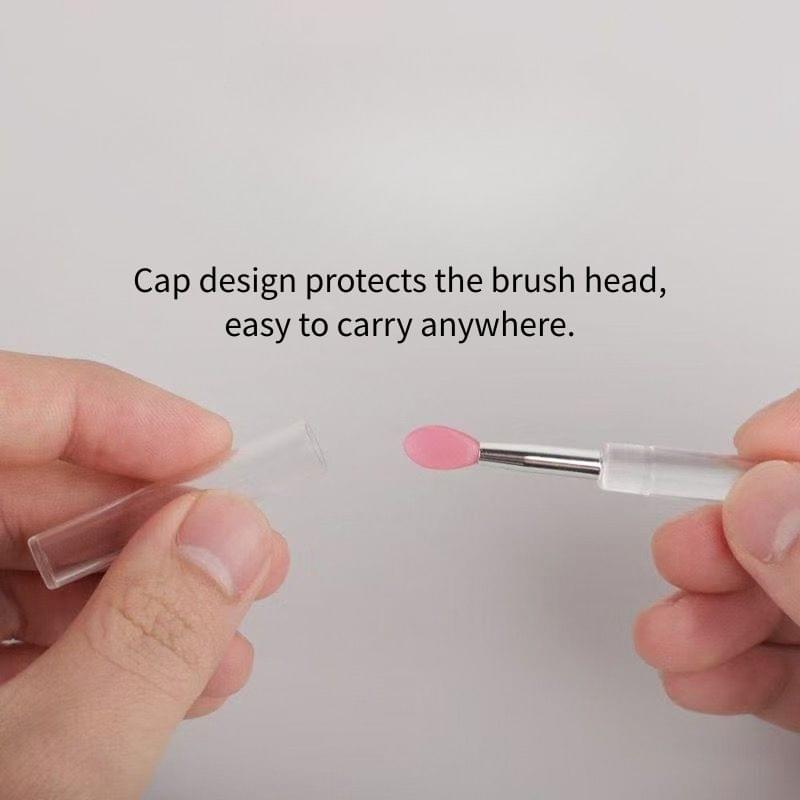 Rose red silicone lip wand with clear protective cap