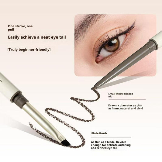 Natural black dual-ended eyeliner pencil with blade brush tip for precise winged lines