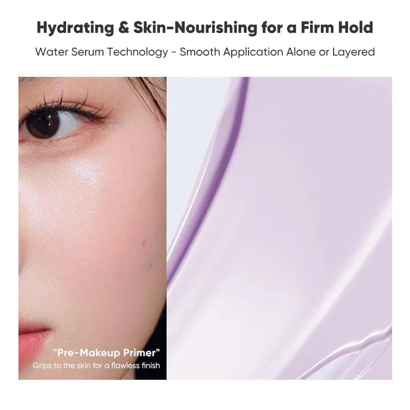Purple sunscreen primer in serum texture, for smooth firm makeup hold