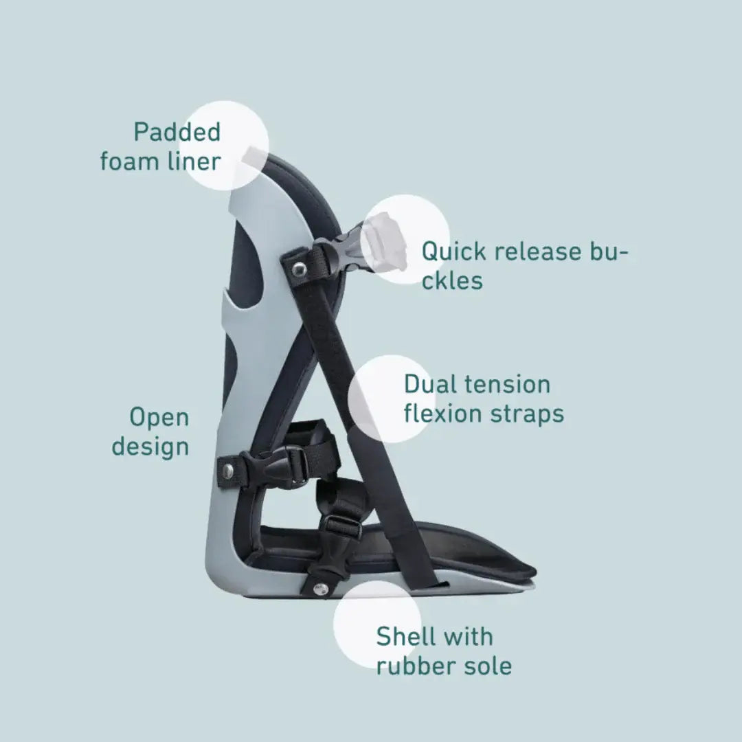 b:joynz night splint with padded foam liner, dual tension flexion straps, quick-release buckles