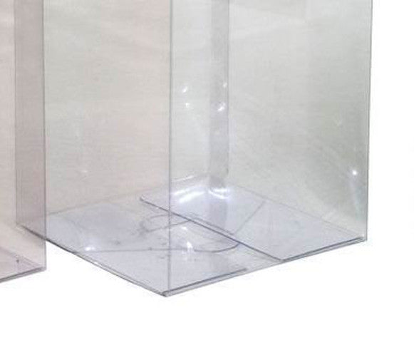 Clear plastic cube gift box open at top, square 9cm storage display container
