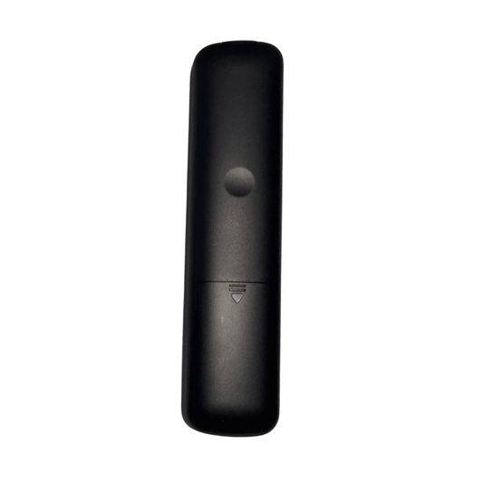 Hisense black TV remote control, smooth side view