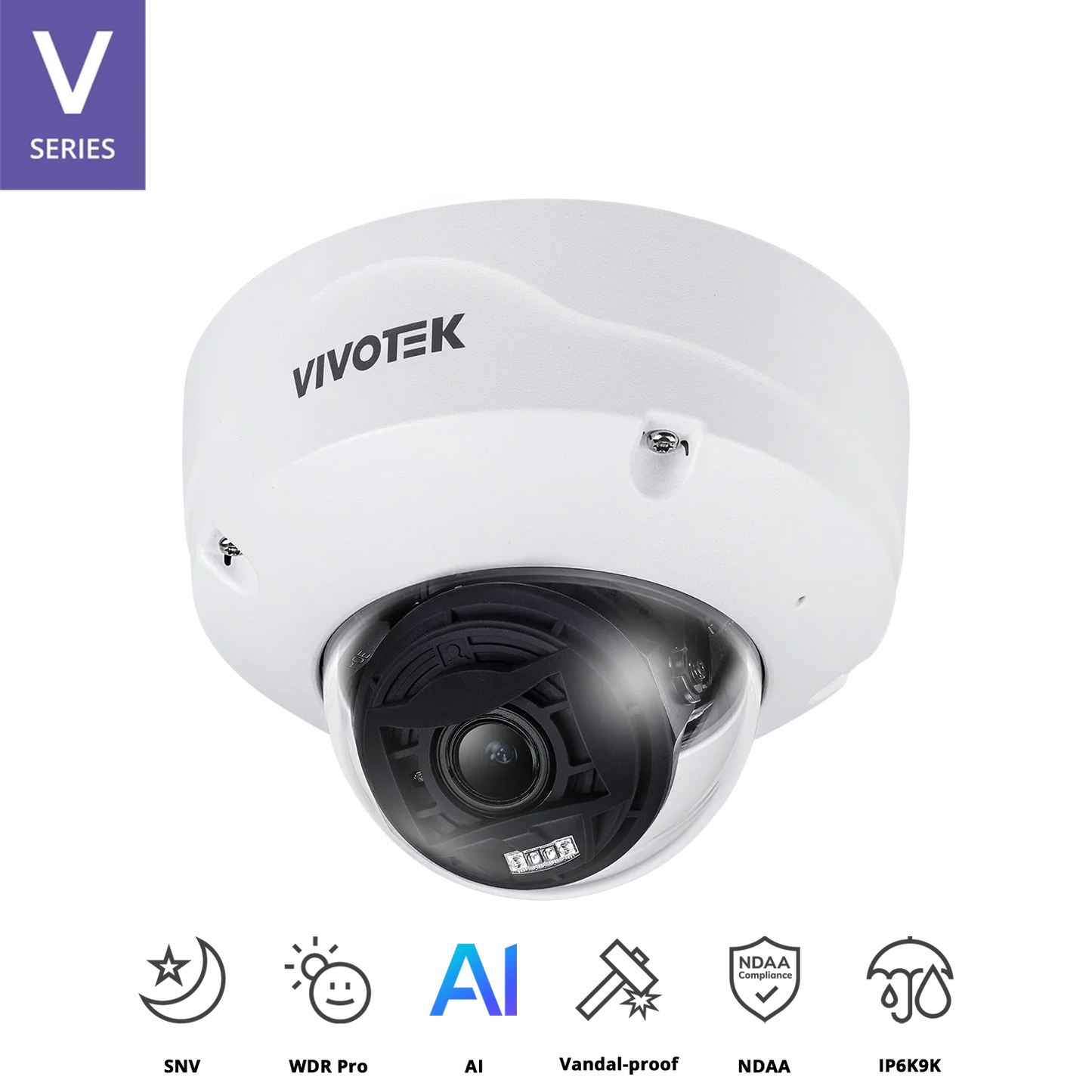 VIVOTEK FD9387-EHTV-V3 5MP Outdoor Fixed Dome Camera with Smart IR III, WDR Pro, AI Analytics & IP66/IK10+ Protection