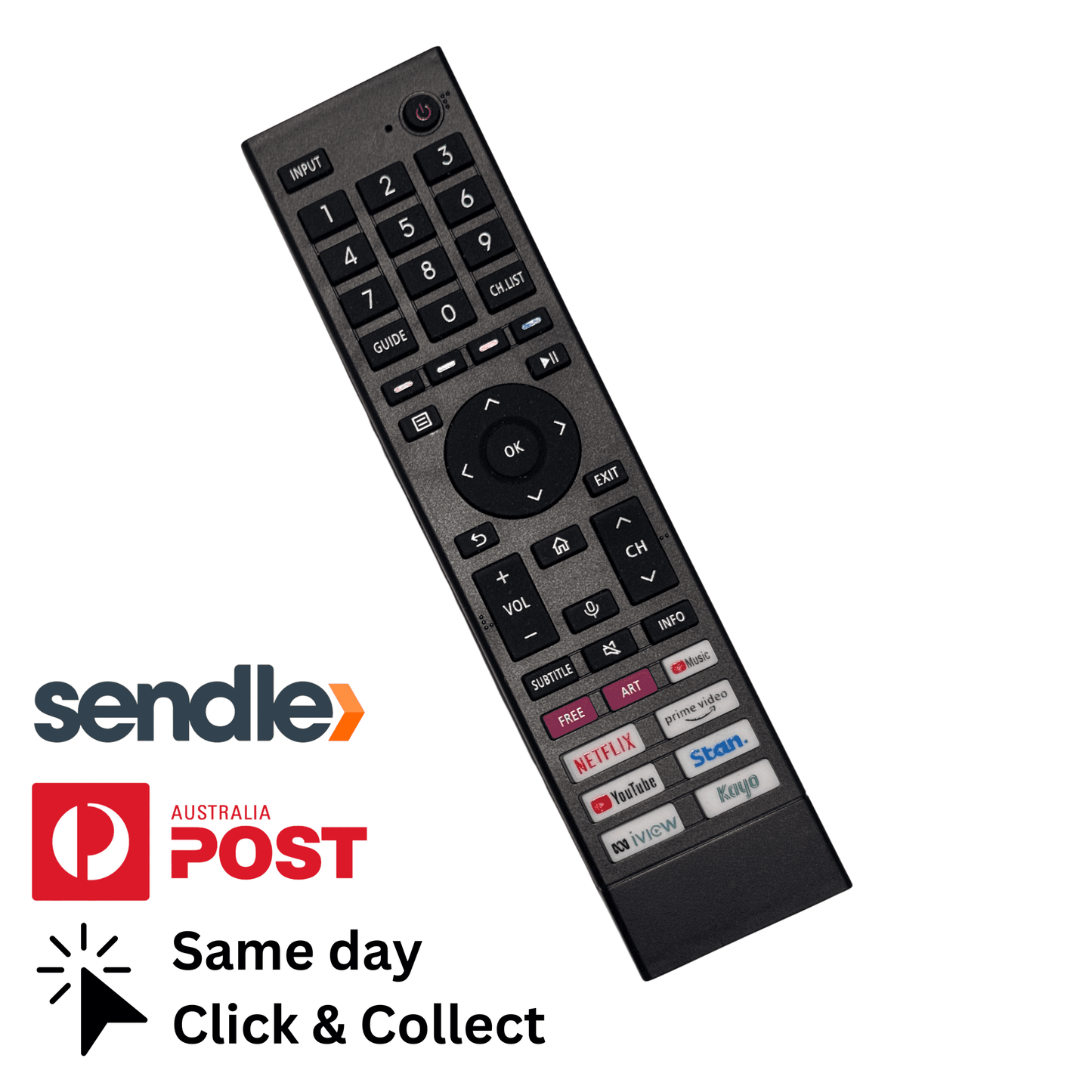 Hisense TV remote control with number keypad and directional pad