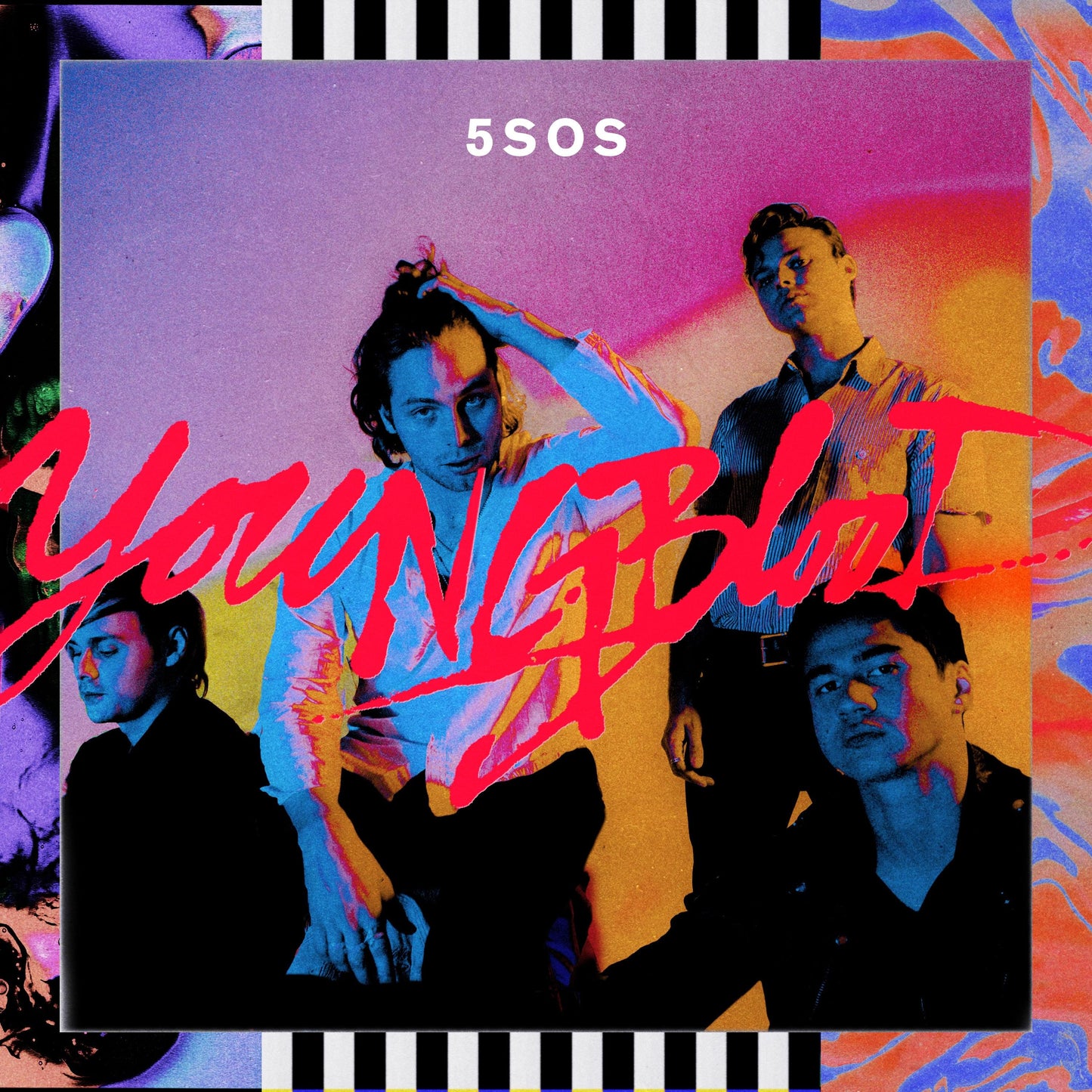Vinyl album with colorful 5SOS band cover art