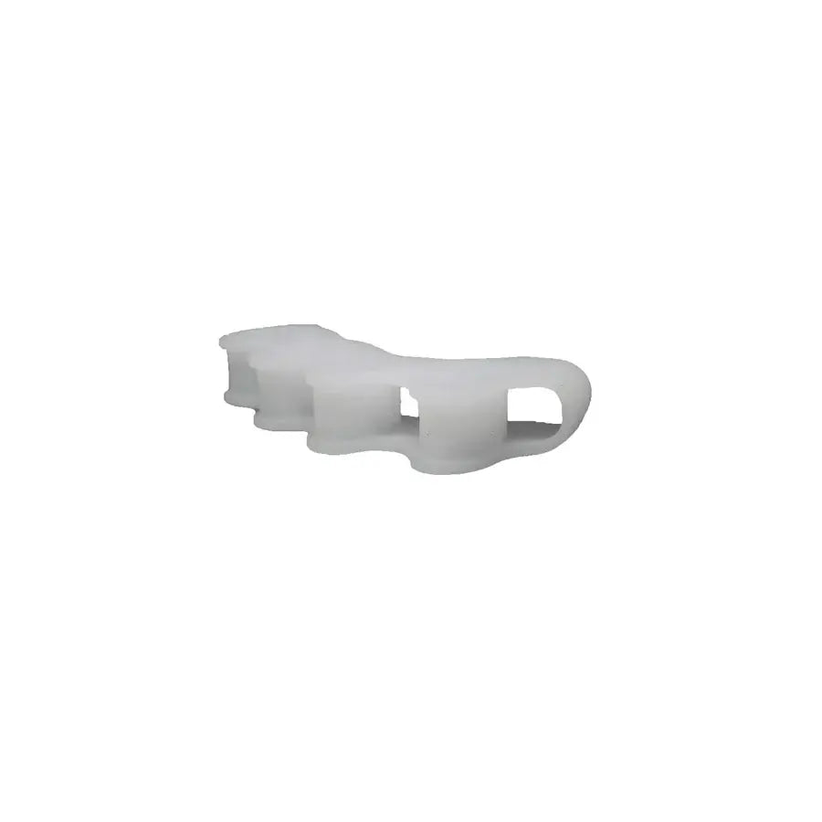 White wide toe separator silicone, angled side view with split sections