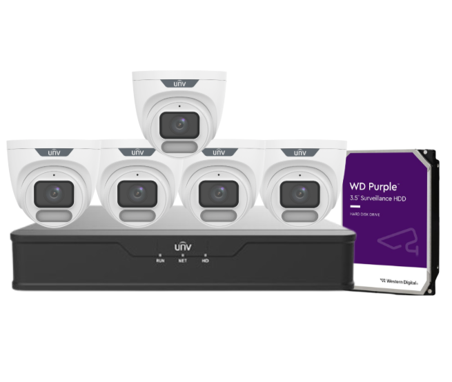 Uniview OWLVIEW 8MP 4K CCTV Kit – 8x Turret Cameras + 8-Channel PoE NVR with HDD | IPC3628LE-ADF28K-WP + NVR301-08B-P8-IQ