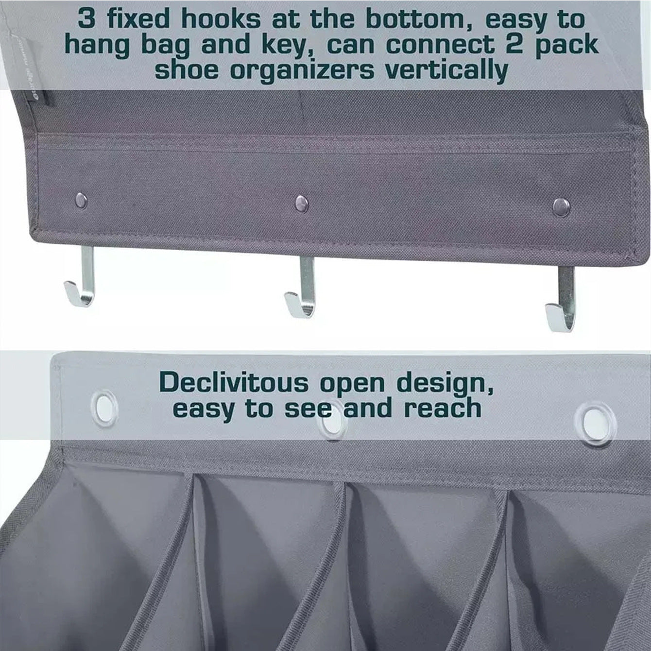 6-Tier Black Collapsible Over-the-Door Hanging Storage Bag - Space-Saving Shoes & Sundries Wall Holder with Hooks