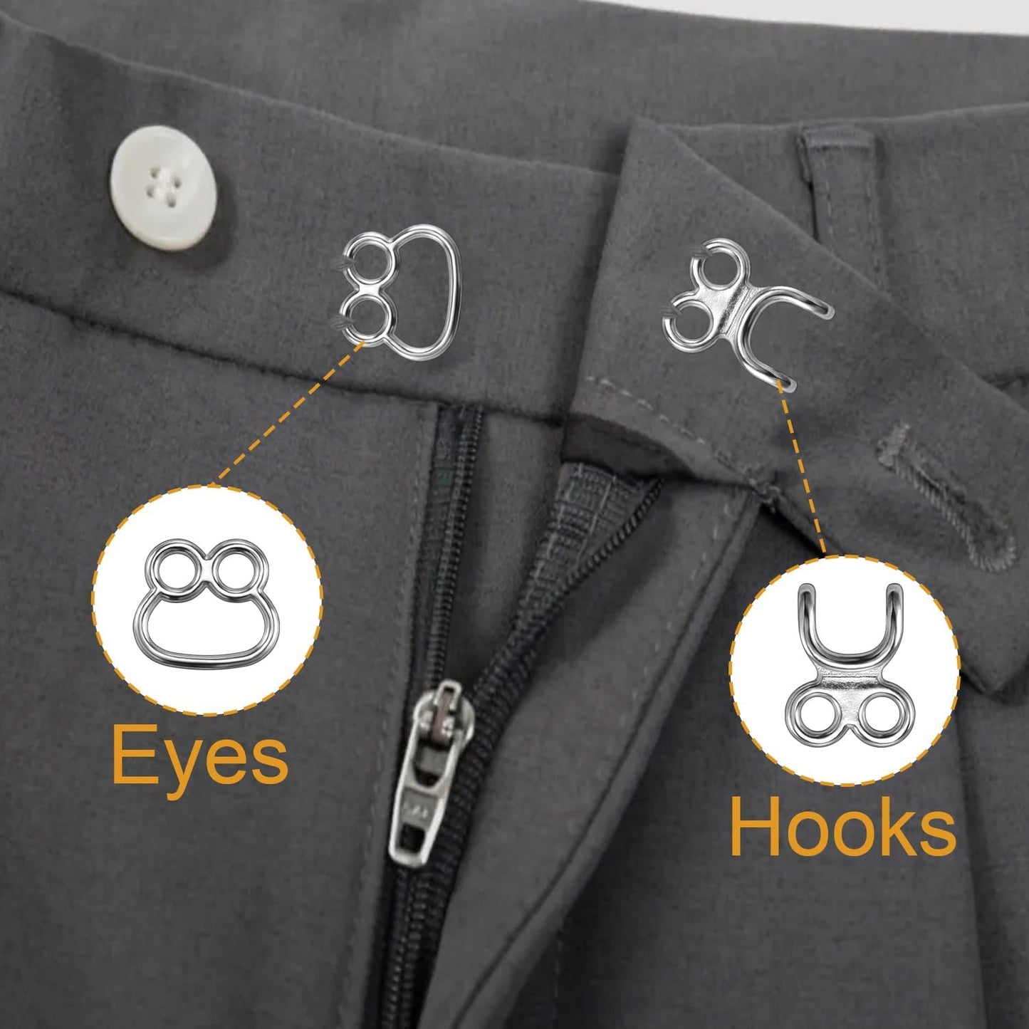 60 Set Hooks and Eyes for Sewing, Clothing Hook Replacement Clasps, Hook and Eye Closures for Fur Coats Jackets Trousers Underwear Sewing DIY Craft
