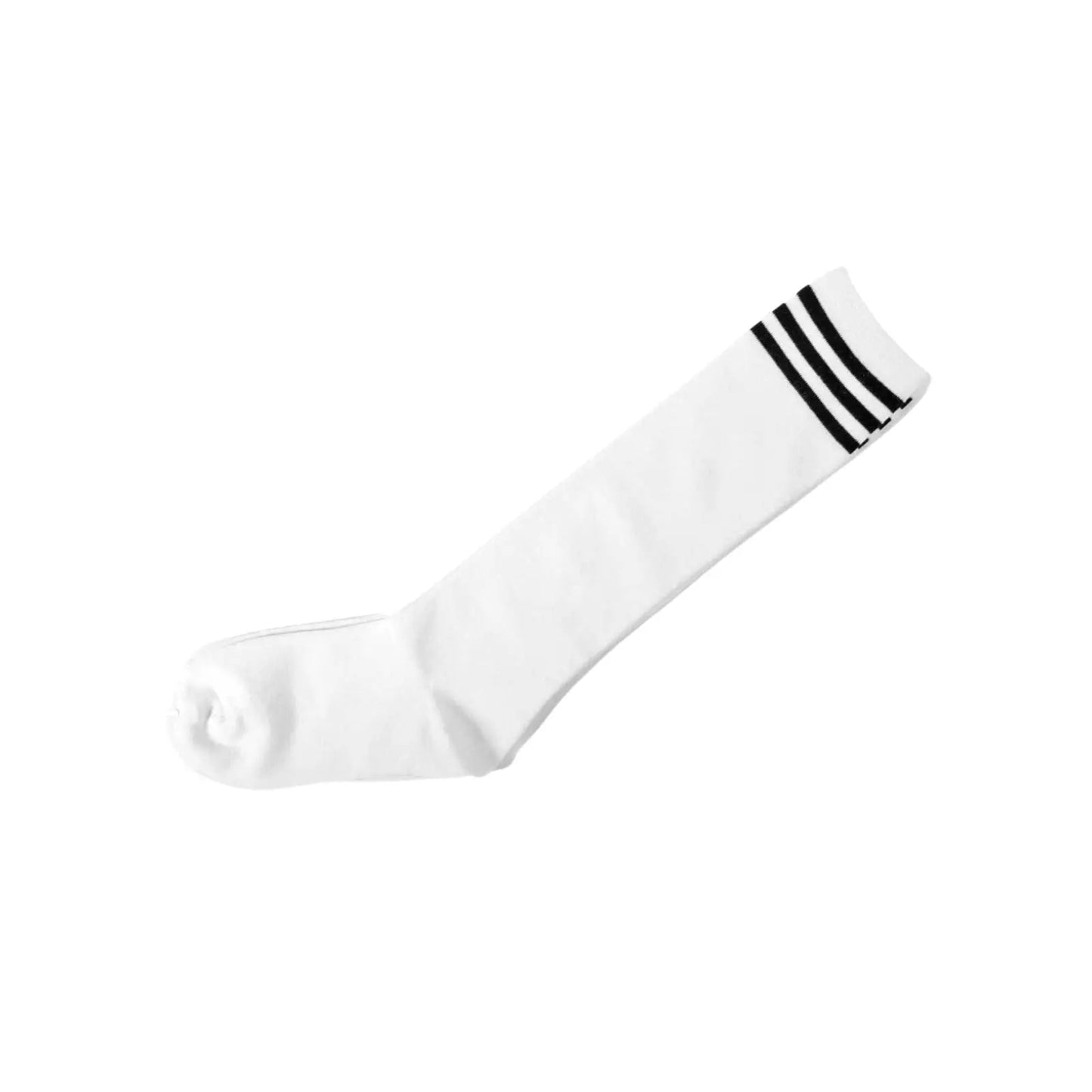 Womens Striped Top Black White Cotton Knee High Socks