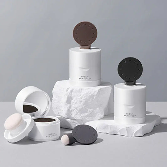 Magical hair shadow set with three round shade caps in dark and brown tones
