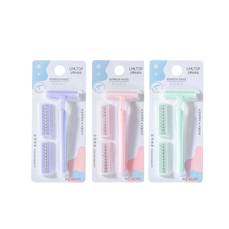 Underarm razor multi-pack with pink, red, and mint options in blister packs