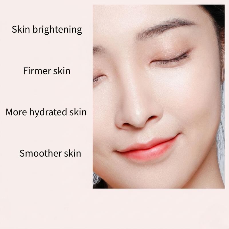 Skin care mask promotional card, close-up model face with skincare text
