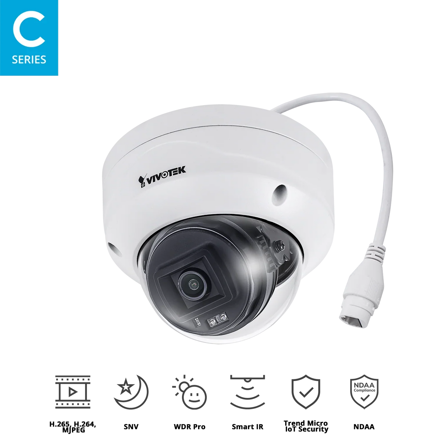 VIVOTEK FD9380-H 5MP Outdoor Fixed Dome IP Camera with Smart IR, WDR Pro, H.265, SNV, IP66/IK10, PoE, 2.8mm or 3.6mm Lens Options