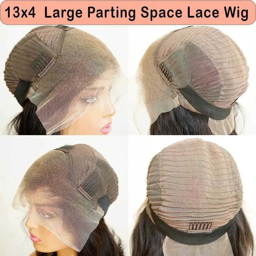 13x4 lace frontal wig cap interior with large parting space and lace panel