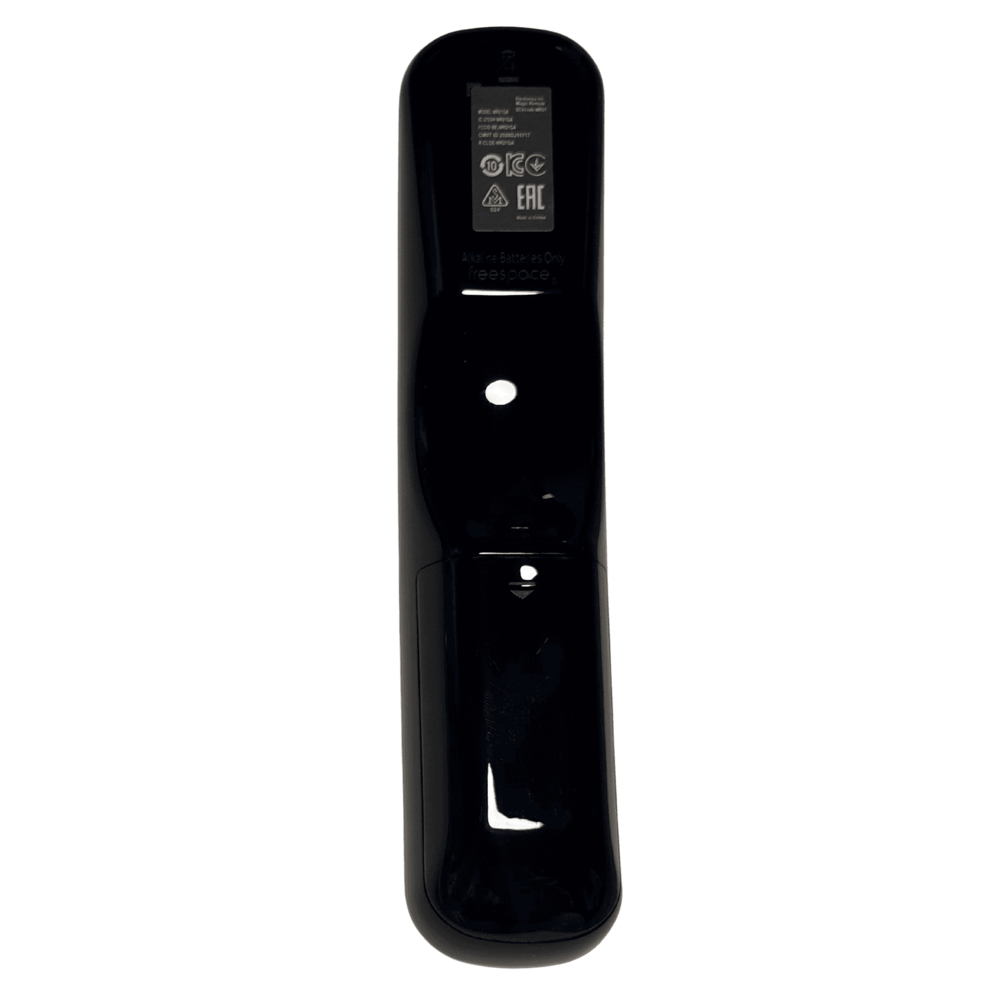 LG Magic remote control, black back with regulatory labels