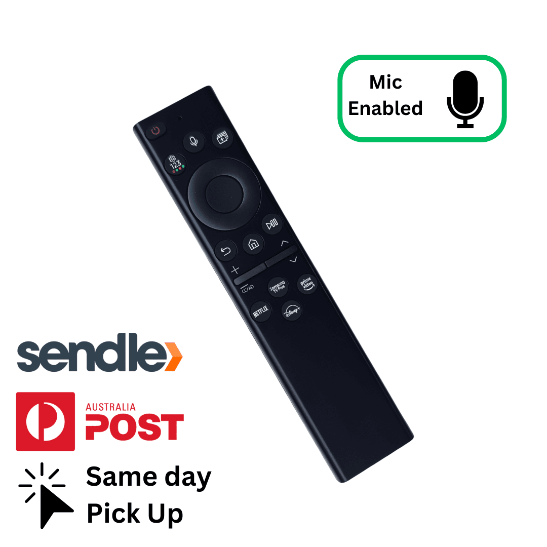 Samsung replacement remote control with microphone-enabled button layout, black