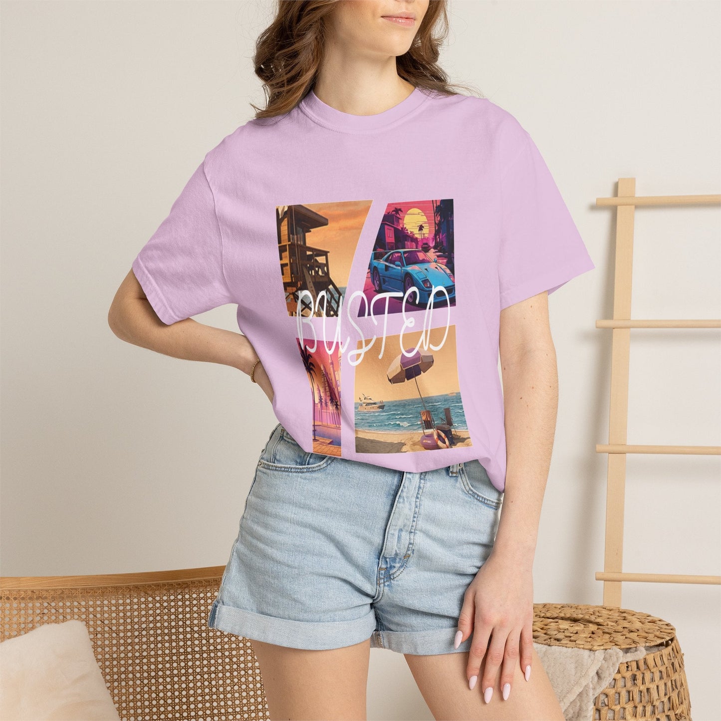 Busted Neon Beach Graphic Tee | Retro Gaming Vintage Shirt