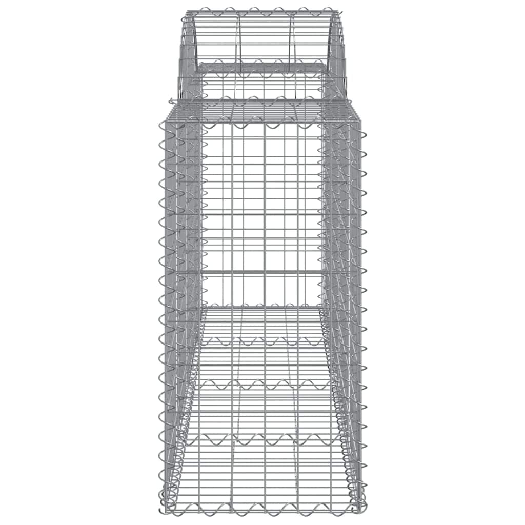 Galvanized arched gabion basket with open wire mesh sides, tall frame