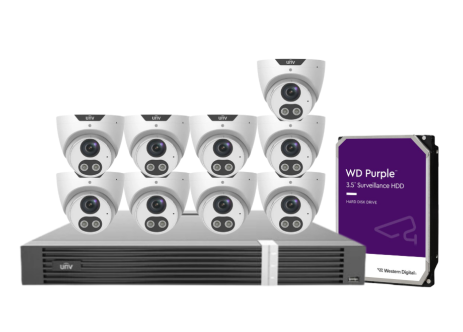 Uniview x16 Camera 8MP Triguard CCTV Kit with 16-Channel AI NVR & HDD | IPC3618SB-ADF28KMC-I0 + NVR302-16E2-P16-IQ