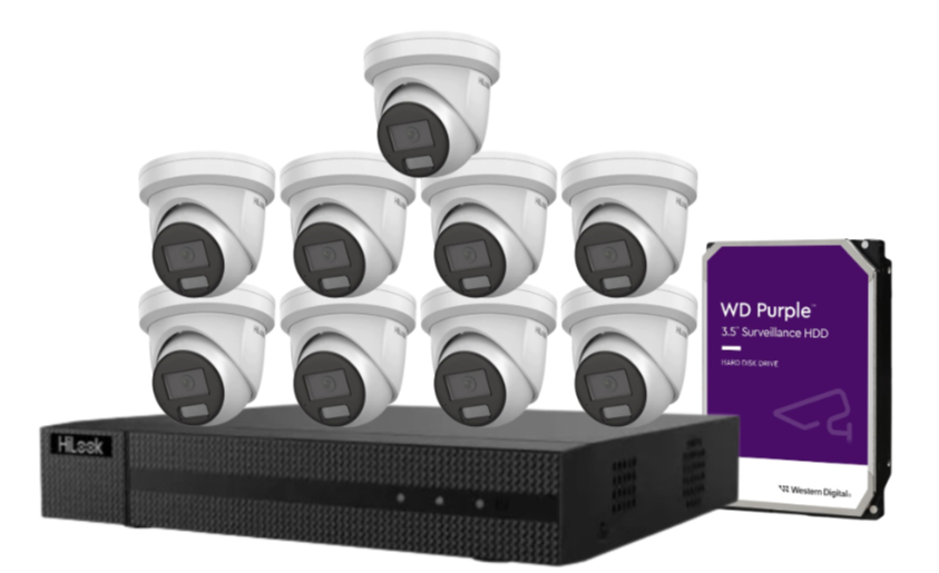 HiLook IPC-T282H-MU (REPLACED BY T381H) 8MP AI Fixed Turret Network CCTV Camera 4K Kit – Up to 16 Cameras + 16CH PoE 4K Recorder + HDD