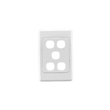 Clipsal 2000 Series 5 Gang Wall Switch Plate – White Electric (2035VH-WE) | Flush Surround & Grid Plate for Vertical/Horizontal Mounting