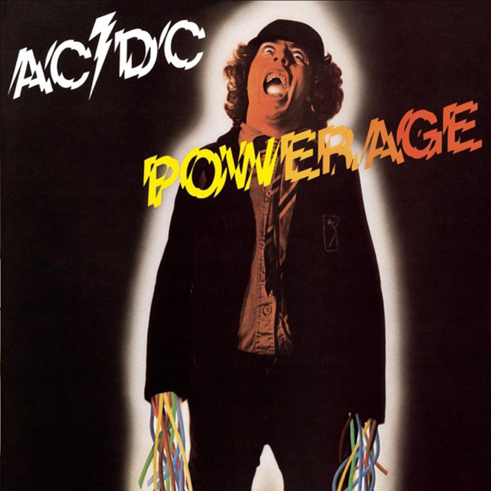 Vinyl album cover with AC/DC logo, singer portrait, and Powerage title text