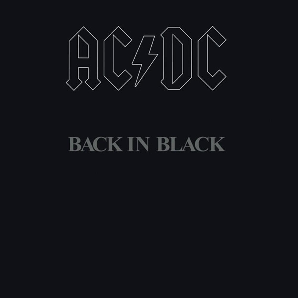 Vinyl album cover with AC/DC logo and “Back in Black” title