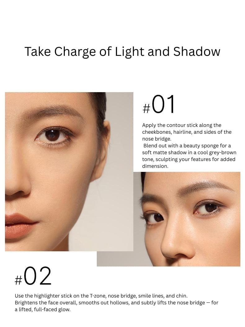 Light and shadow use guide infographic showing two shade instructions