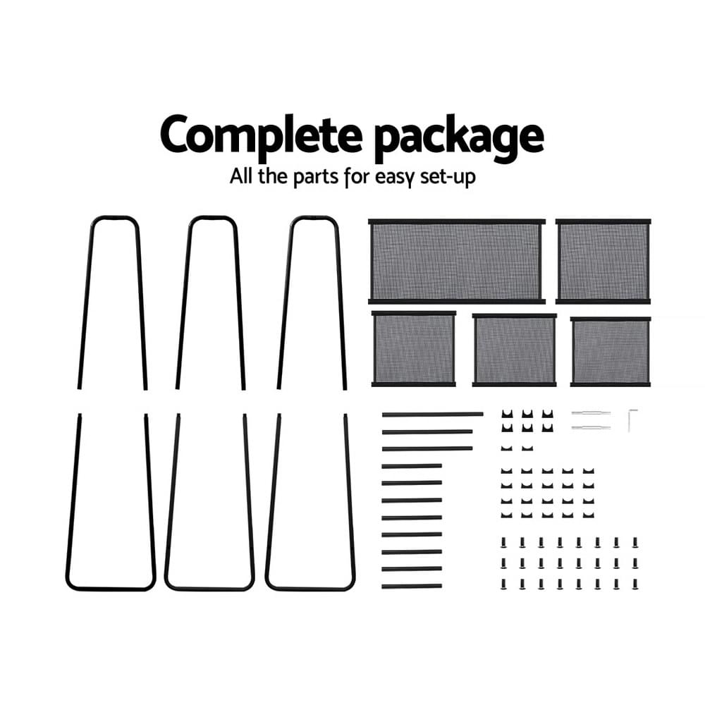 Artiss clothes rack parts kit: black poles and fabric shelf panels with hardware