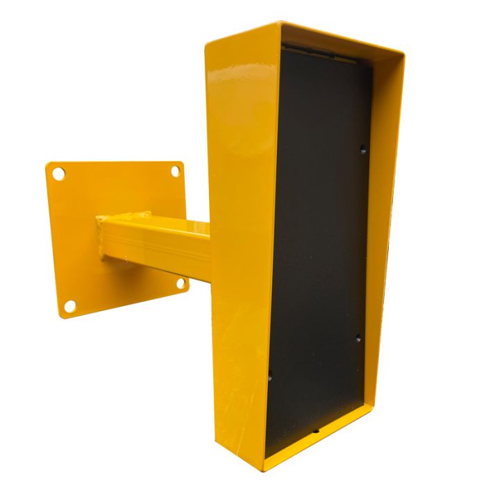 300mm Wall Mounted Bollard with Attached Rikbox Safety Yellow – Heavy Duty Commercial & Residential Protection Bollard | BOLLARD03BOXYEL