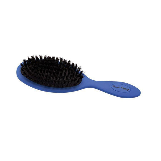 Plush Puppy pure boar bristle hair brush, black bristles on blue oval pad