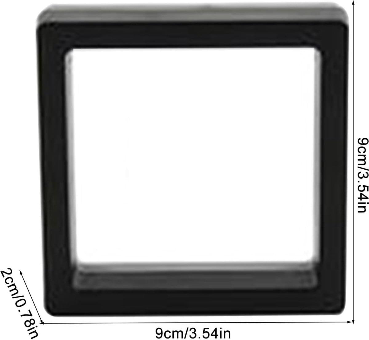 Black square jewelry display case with clear window, 9 x 9 cm